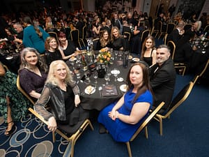 A table of people looking glam at the West Midlands Tourism Awards 2025